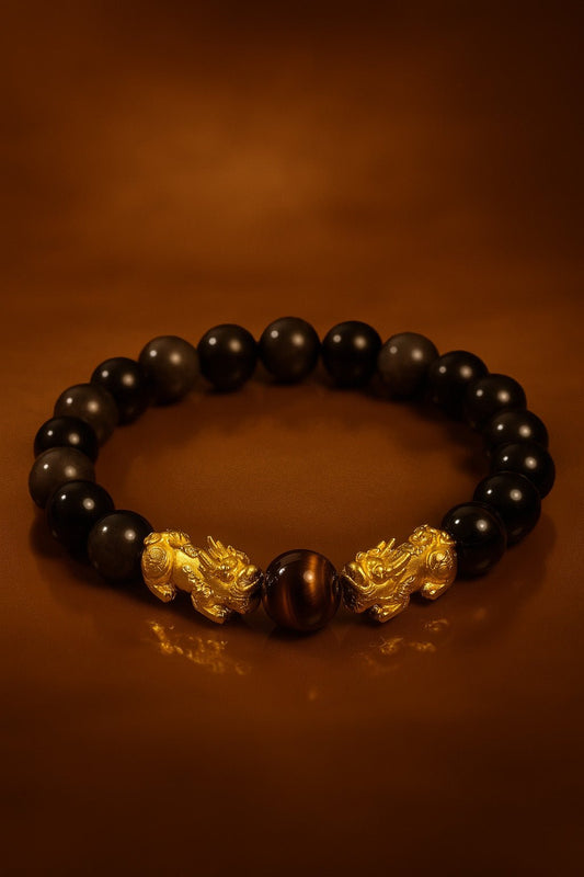 Gilded Pixiu Dynasty Noir Bracelet - Atelier Crystals